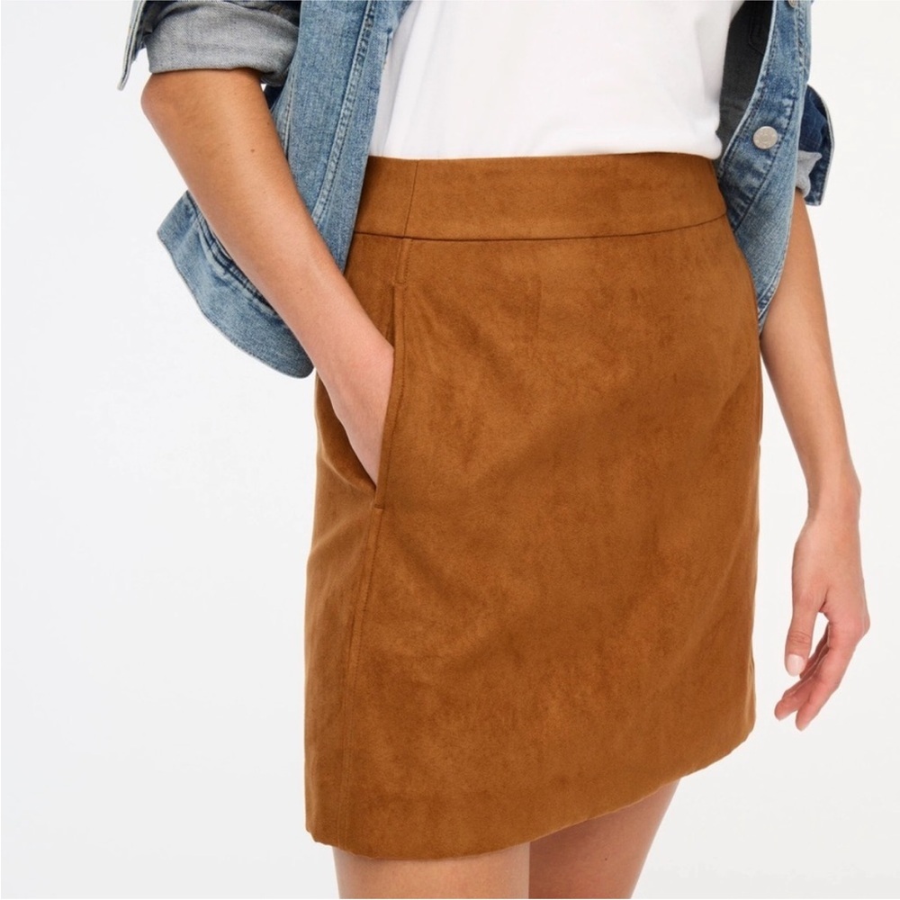J. Crew Faux Suede Walnut Brown Mini Skirt